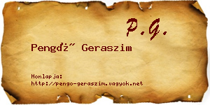 Pengő Geraszim névjegykártya